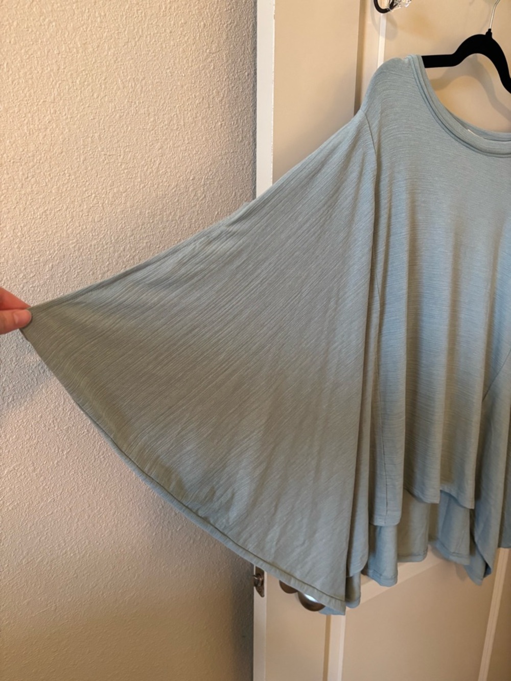 Light Blue Women's Long Sleeve Swing Top - loungewear, casual, plus size - Picture 2 of 7